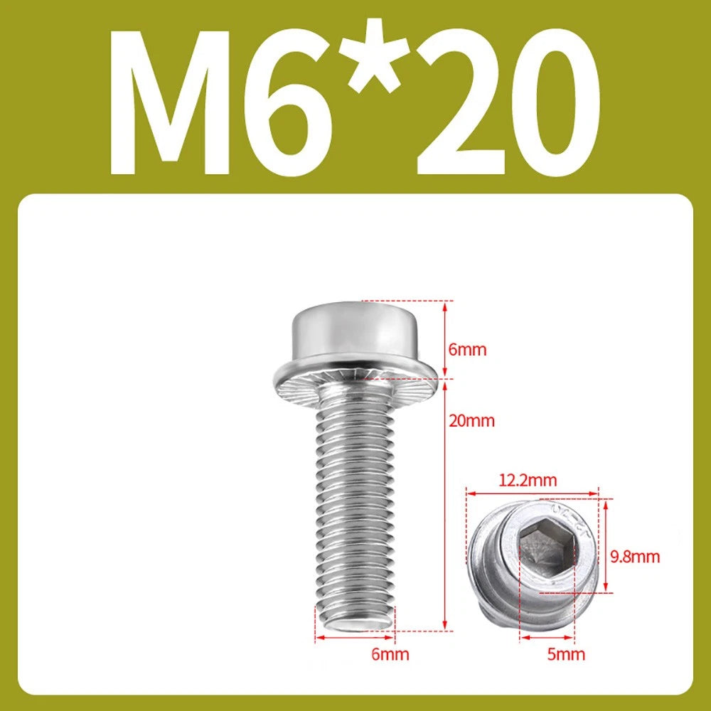 M5–M12 Flange Cap Head Hex Socket Screws – 304 Stainless Steel, Fully Threaded (8–60mm)