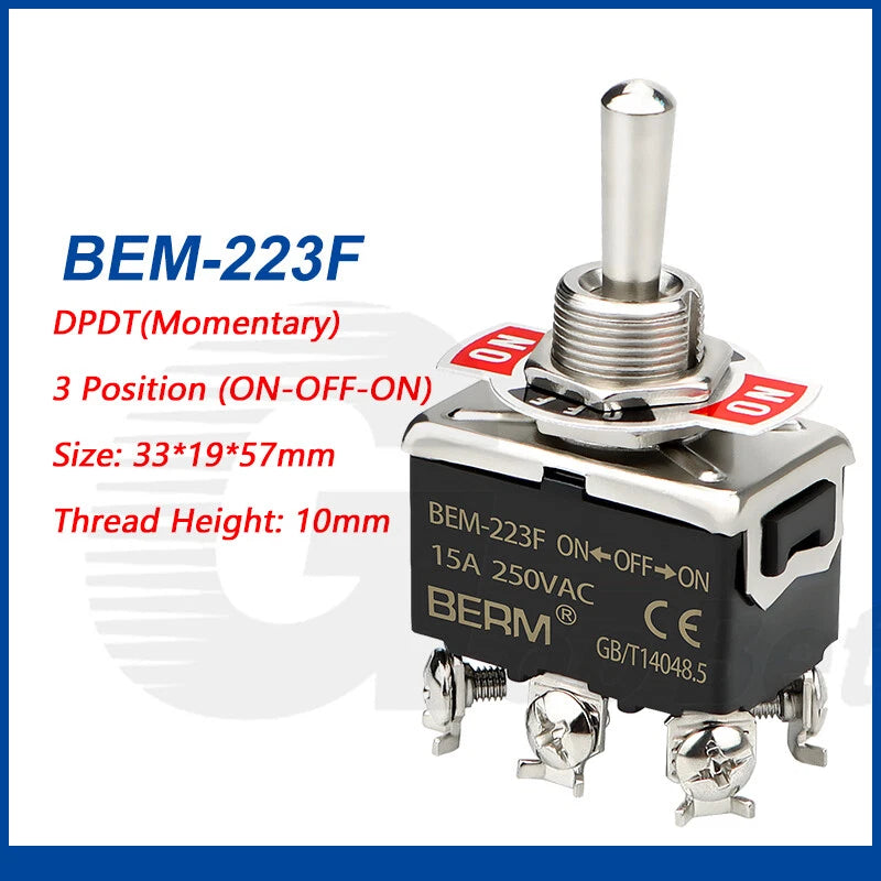 Toggle Switch SPST SPDT DPST DPDT 250V AC 15A — E-TEN & BEM Series with Waterproof Cover