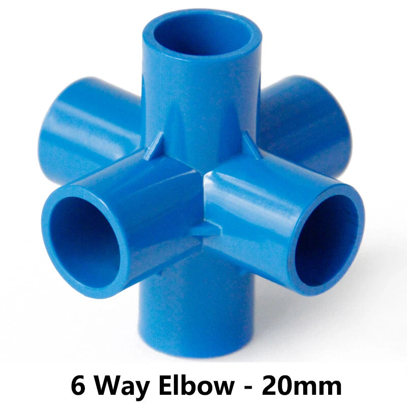 PVC 3 4 5 6-Way Elbow Connector Coupling Pipe Fittings Dia 20 25 32 40 50mm Blue