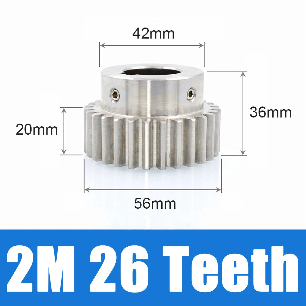 2 Module 12~30 Teeth, 8mm-25mm Bore Stainless Spur Gear, Drive Gearbox With Hub