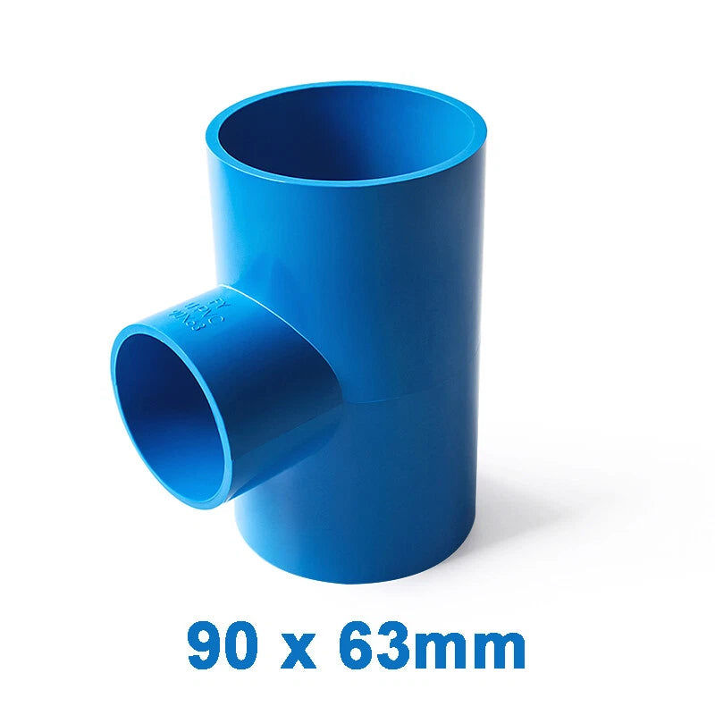 PVC Reducing Tee Pipe & Fittings Solvent Weld Pressure Adapter Connector Blue