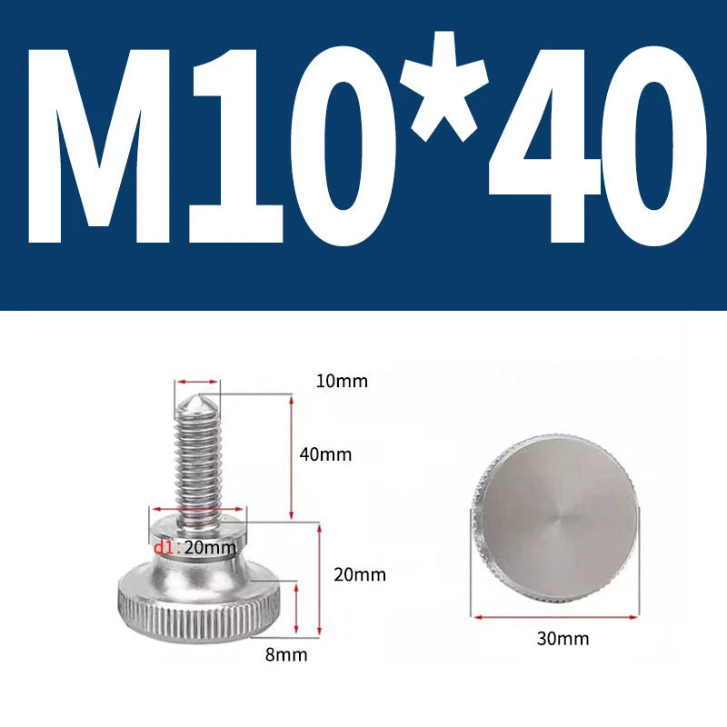 Knurled Thumb Screws Flat Round Head Grip Knob Adjustment Stainless Steel M8 M10