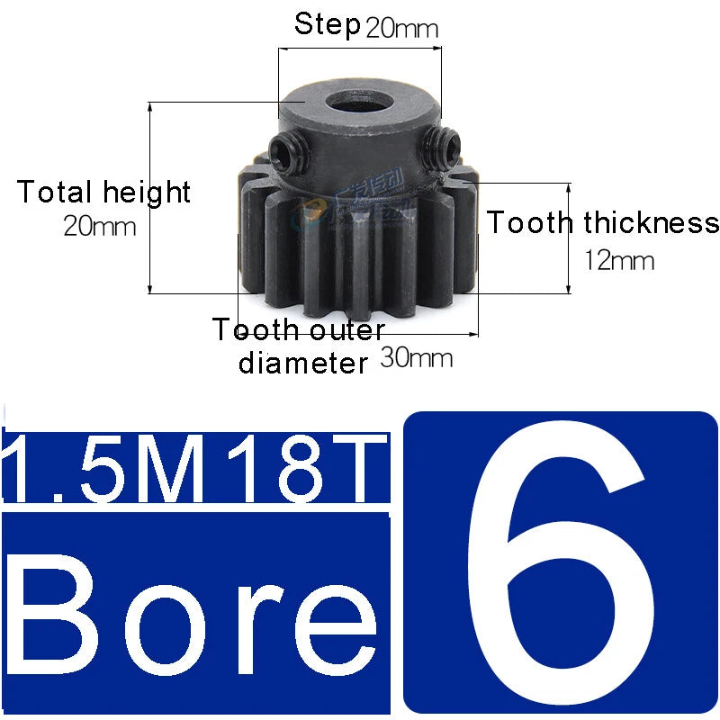1.5Mod 45# Steel Spur Gears 10-150T Pinion Gear With Step Motor Gear Bore 5-25mm