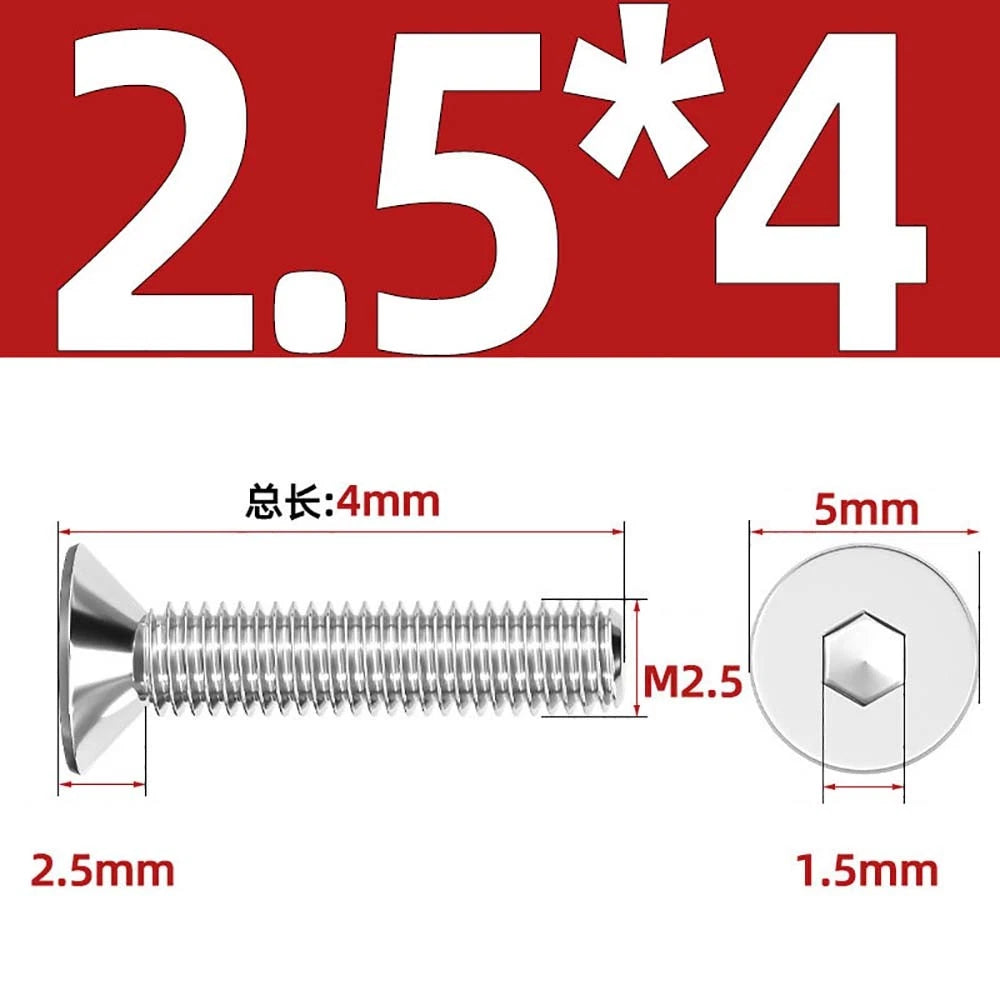 Countersunk Hex Socket Screws – A2 Stainless Steel, M2 to M16, DIN 7991, Fully Threaded
