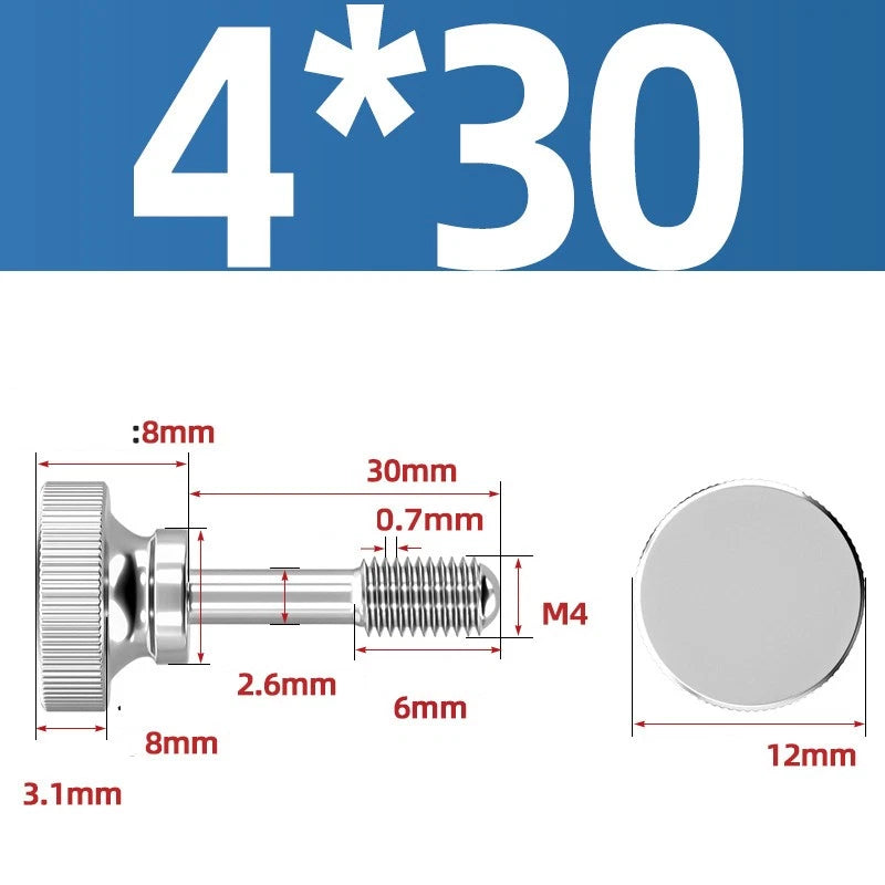 Knurled Thumb Screws Stainless Steel — M2 M2.5 M3 M4 M5 M6 M8 M10 Hand Knob Bolts