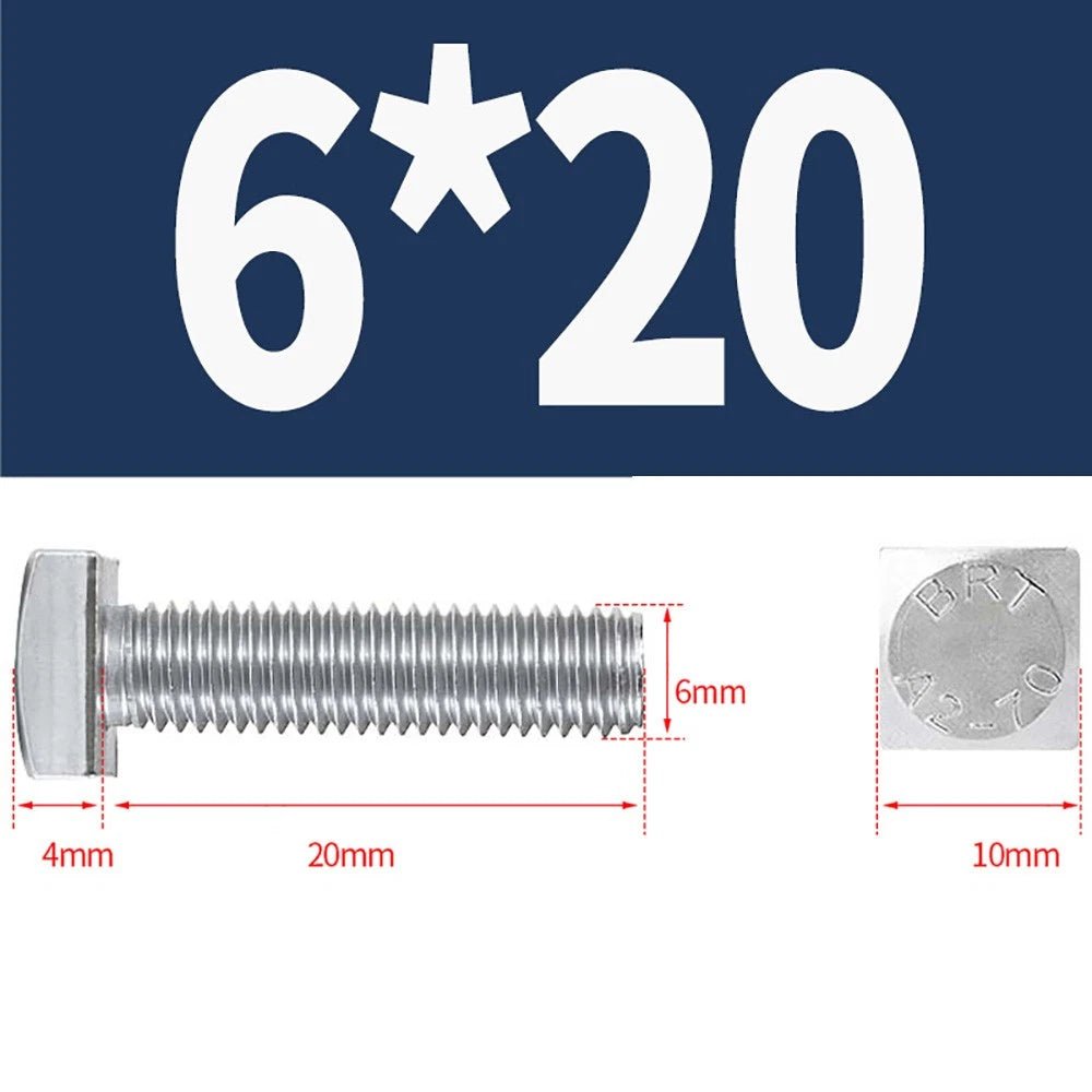 M4 M5 M6 M8 Square Head Bolts Full Thread 304 Stainless Steel — 12 to 80mm - HomeDIYer