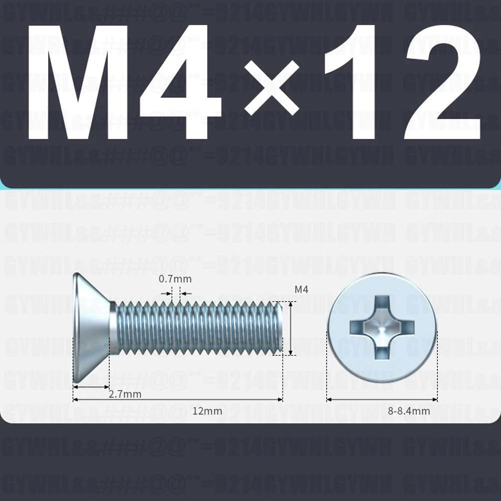 M3–M12 Zinc Plated Phillips Countersunk Machine Screws DIN 965 | Flat Head Bolts