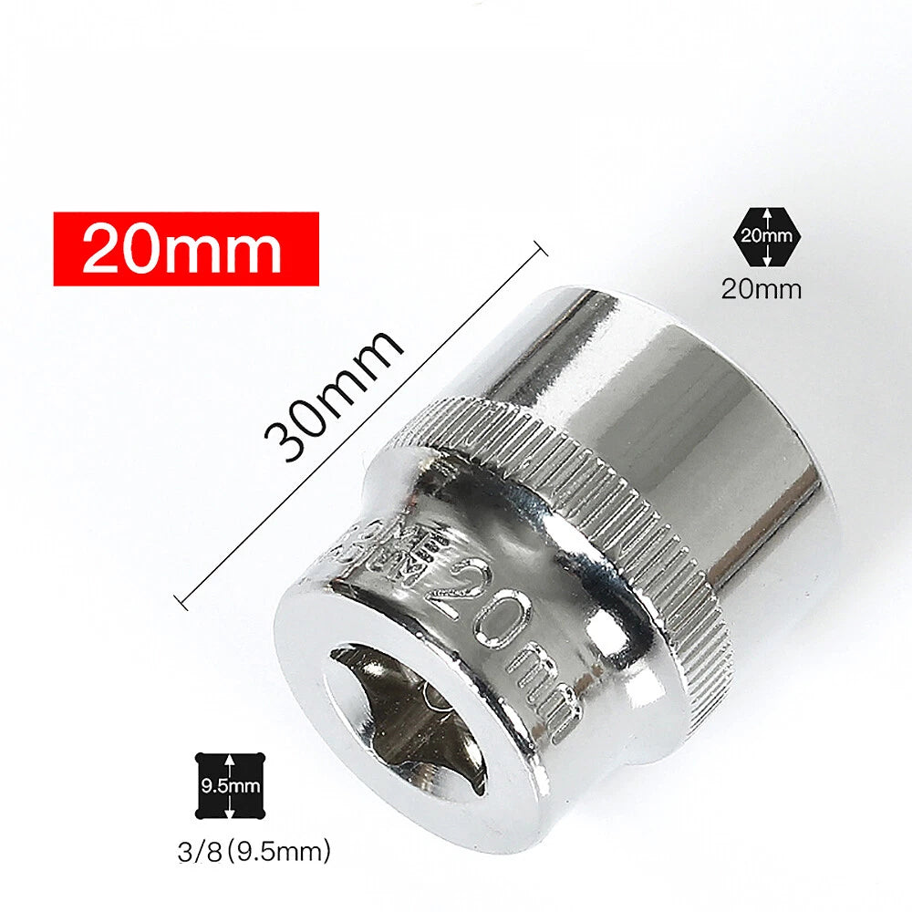 3/8" 6mm-24mm Hex Socket Drive Screwdriver Drill Set Ratchet Wrench Adapter Rod