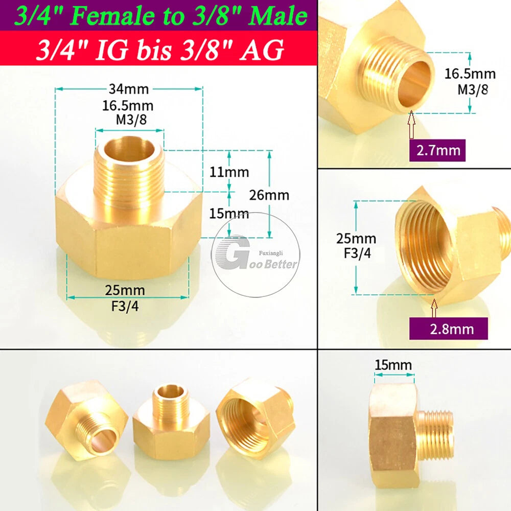 BSPT Reducing Adapter Fittings — Brass Female to Male, 1/8" to 2"