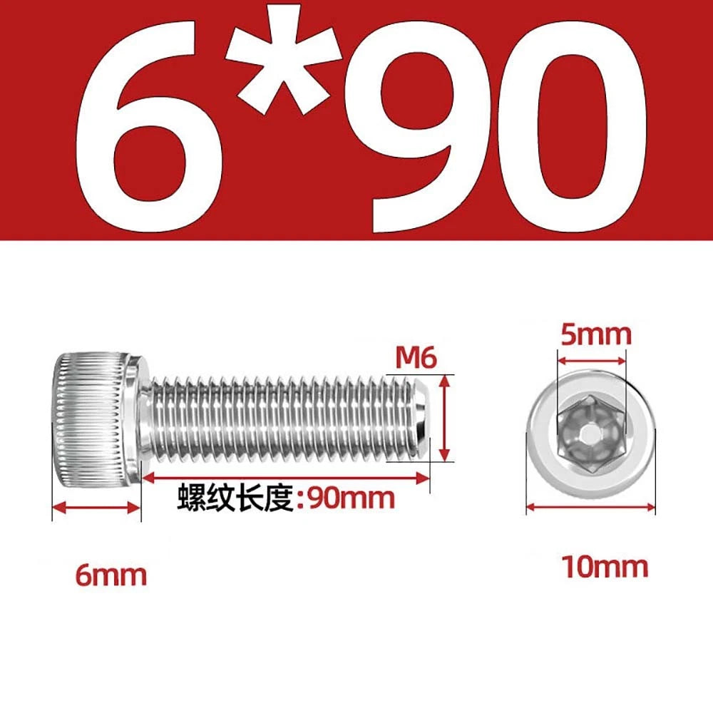 Socket Head Cap Screws – A2 Stainless Steel, M6 to M24, Hex Drive (DIN 912)