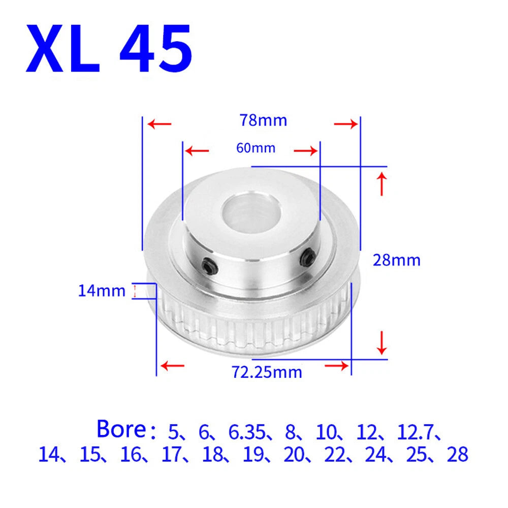 XL 15T-60T Timing Belt Pulley Pitch 5.08mm With Keyway Drive Pulleys Width 14mm