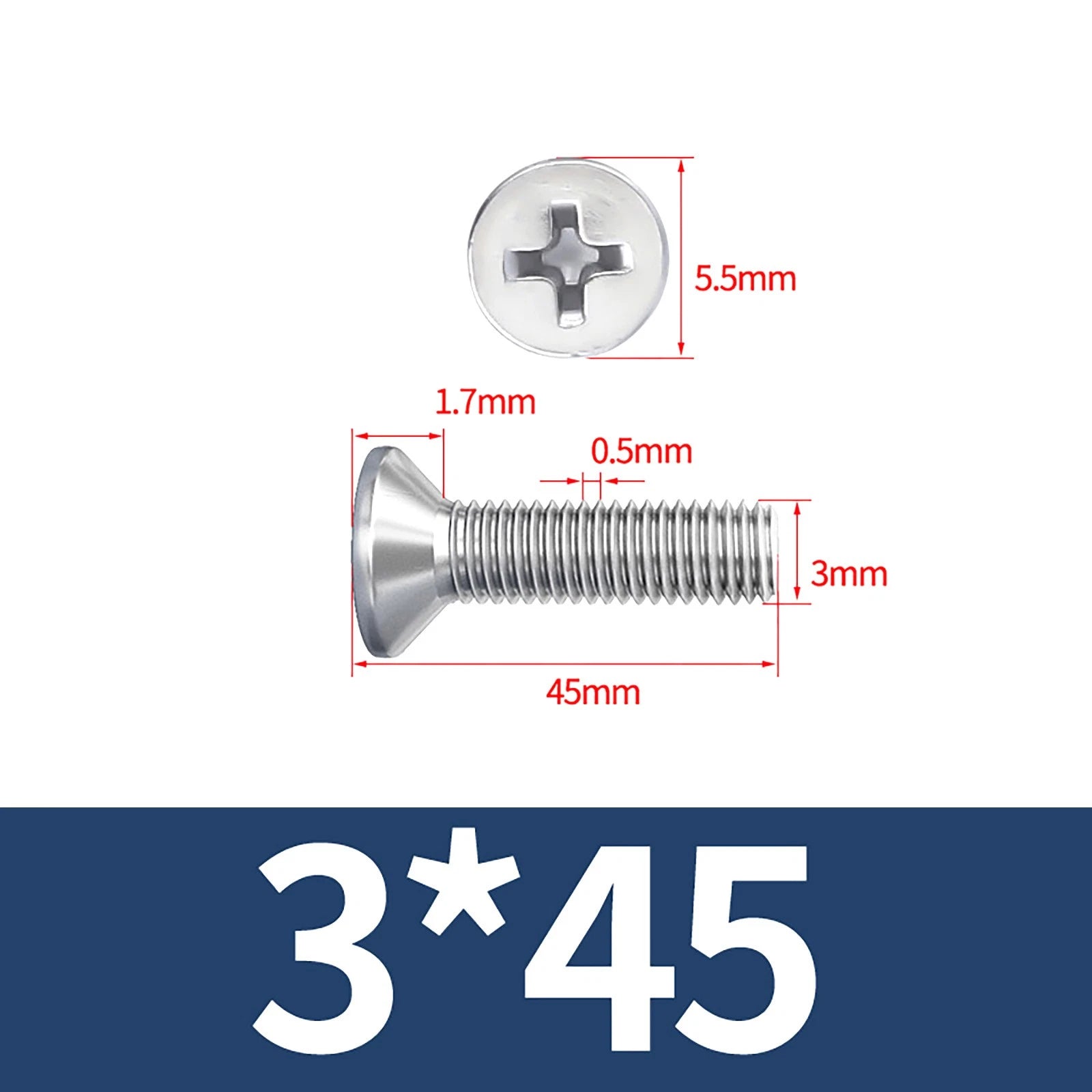 M3–M10 Phillips Countersunk Machine Screws – A2 Stainless Steel, Flat Head, Fully Threaded (3–100mm Overall Length)
