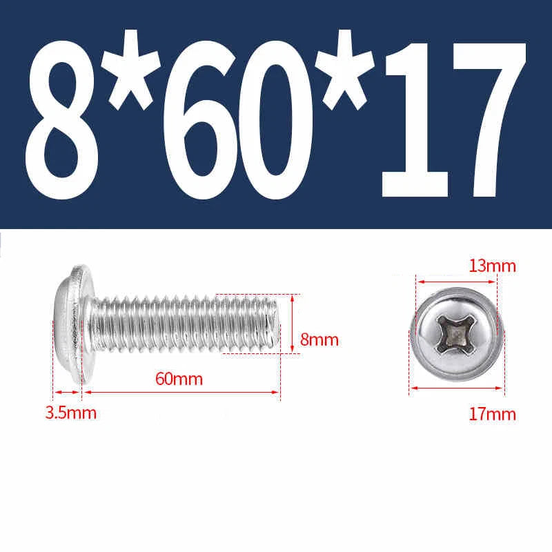 Phillips Flanged Pan Head Machine Screws – 304 / 316 Stainless Steel, Built‑in Washer (3–60mm Lengths)