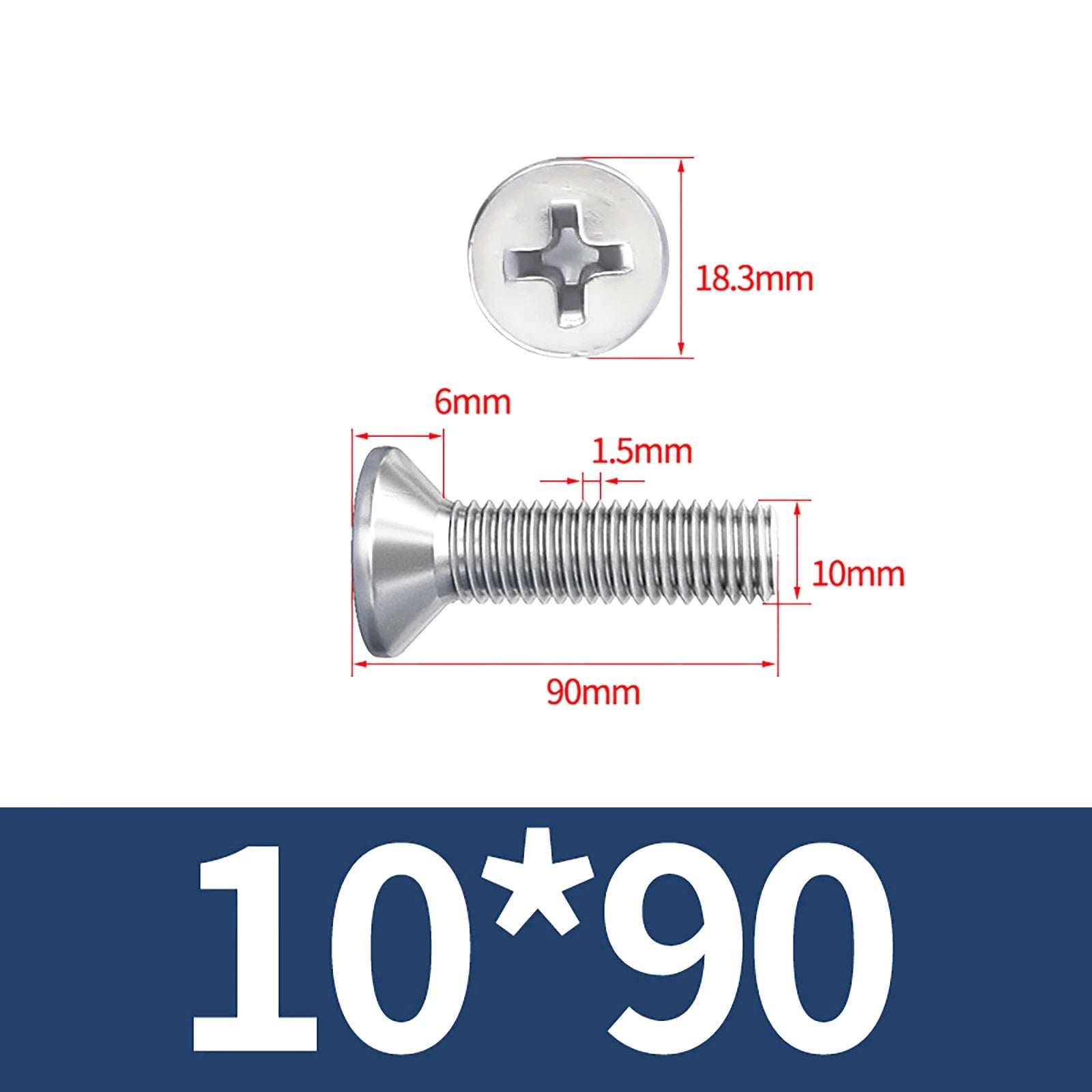 M3–M10 Phillips Countersunk Machine Screws – A2 Stainless Steel, Flat Head, Fully Threaded (3–100mm Overall Length)