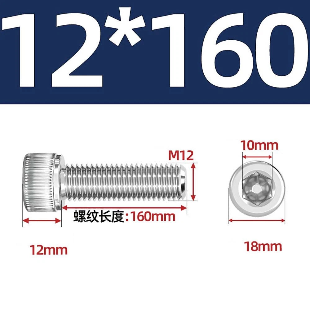 Socket Head Cap Screws – A2 Stainless Steel, M6 to M24, Hex Drive (DIN 912)