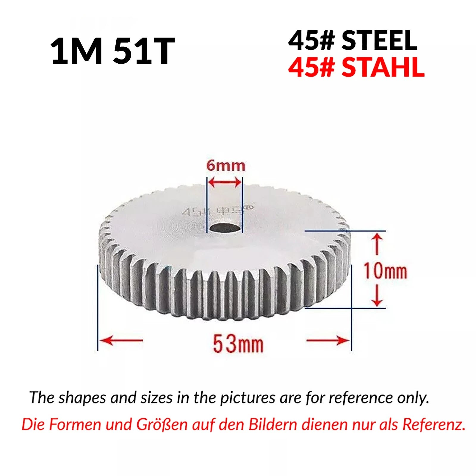 1/1.5/2 Mod 12T-150T Spur Gear 45# Steel Pinion Gear Thickn10-20mm Transmission