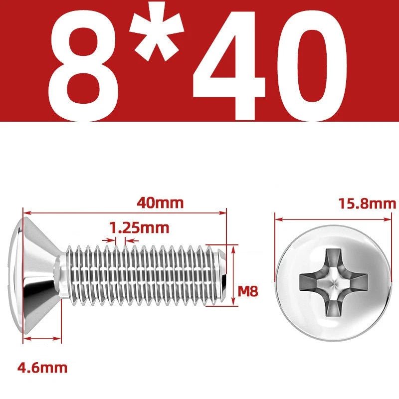 Phillips Oval Head Machine Screws Stainless Steel — M1.6 to M10, All Sizes - HomeDIYer