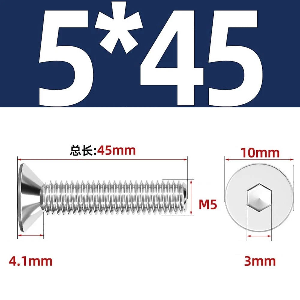 Countersunk Hex Socket Screws – A2 Stainless Steel, M2 to M16, DIN 7991, Fully Threaded
