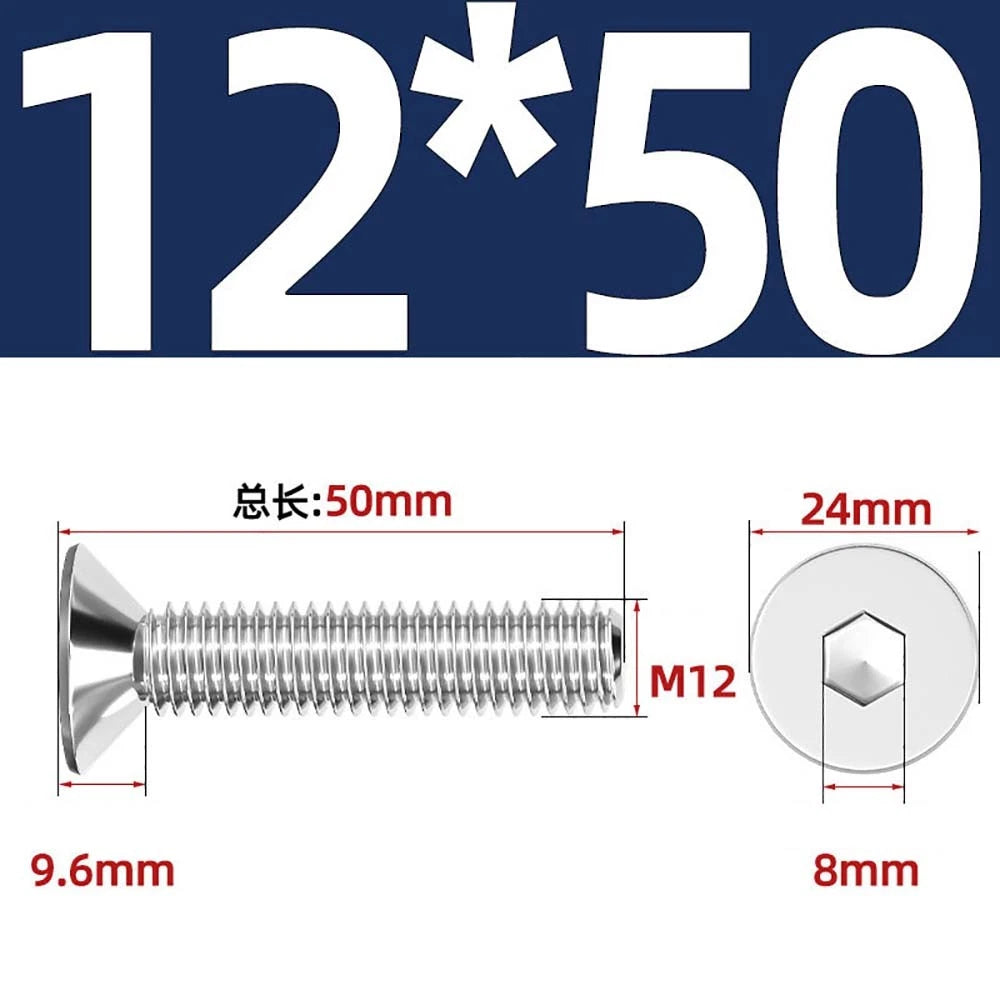 Countersunk Hex Socket Screws – A2 Stainless Steel, M2 to M16, DIN 7991, Fully Threaded