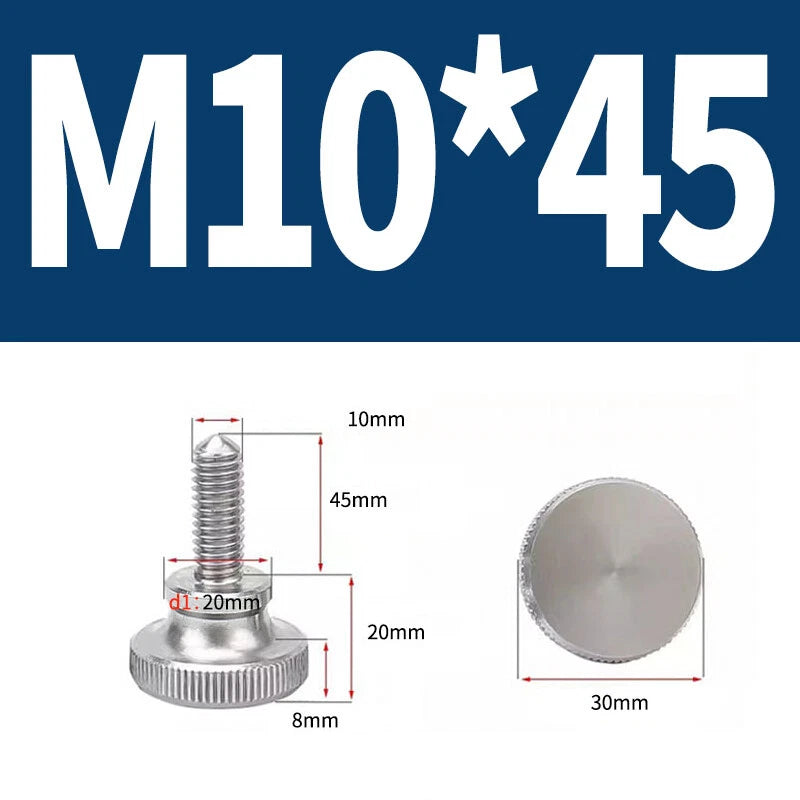 Knurled Thumb Screws Flat Round Head Grip Knob Adjustment Stainless Steel M8 M10