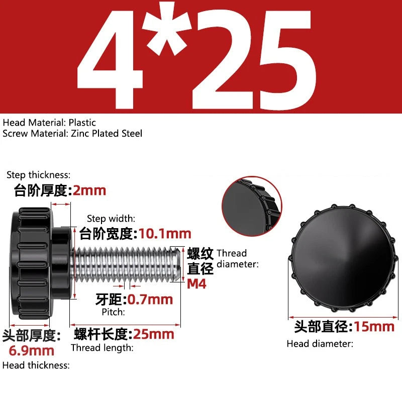 M3-M8 A2/304 Stainless Steel Plastic Knob Thumb Screws Hand Twist DIY Machinery