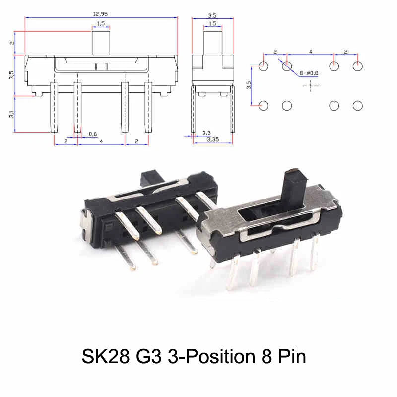 Miniature Slide Switch — 2P2T / 2P3T, 2 & 3 Position, SS/SK Series (G1.5–G6)