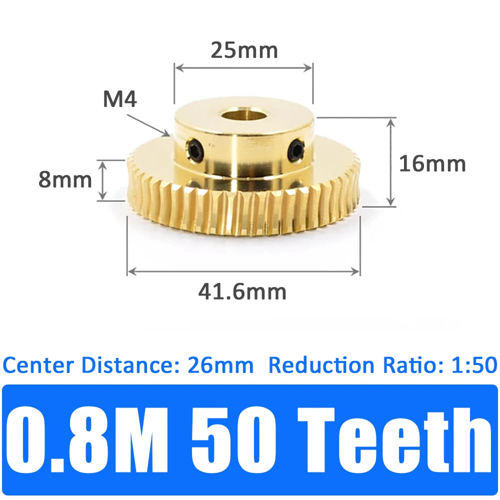 0.5/0.8/1/1.5 Module, 20 to 60 Teeth, Brass Worm Wheel Gear Shaft Hole 4mm-12mm