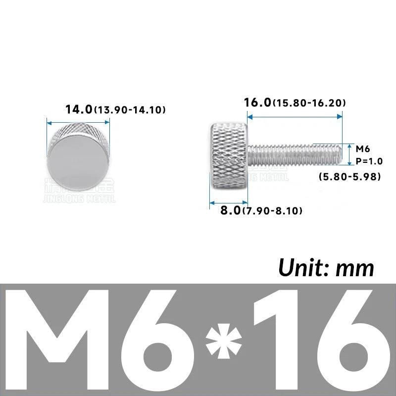 M6 Knurled Thumb Screws Aluminum Alloy DIY Hand Tighten Grip Knob Adjustmen Bolt