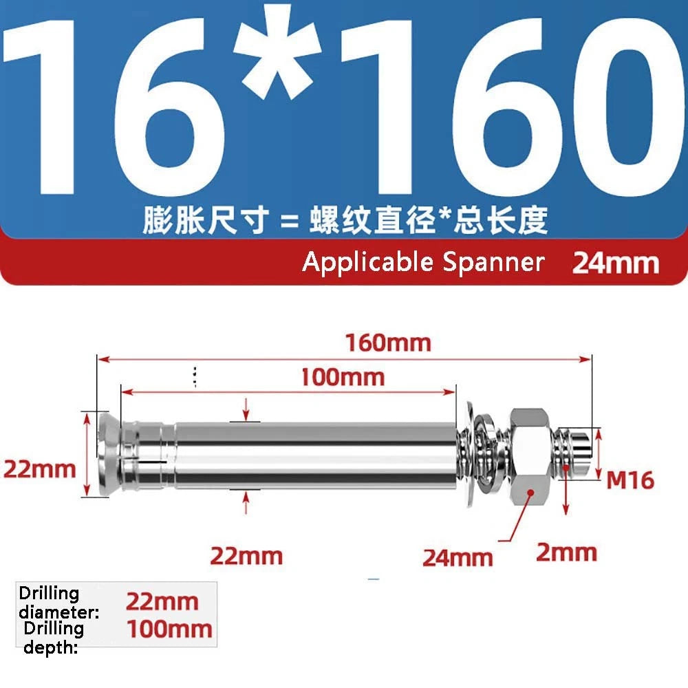 Stainless Steel Expansion Anchor Bolts — M8 to M20, 201 & 304, A/B Type