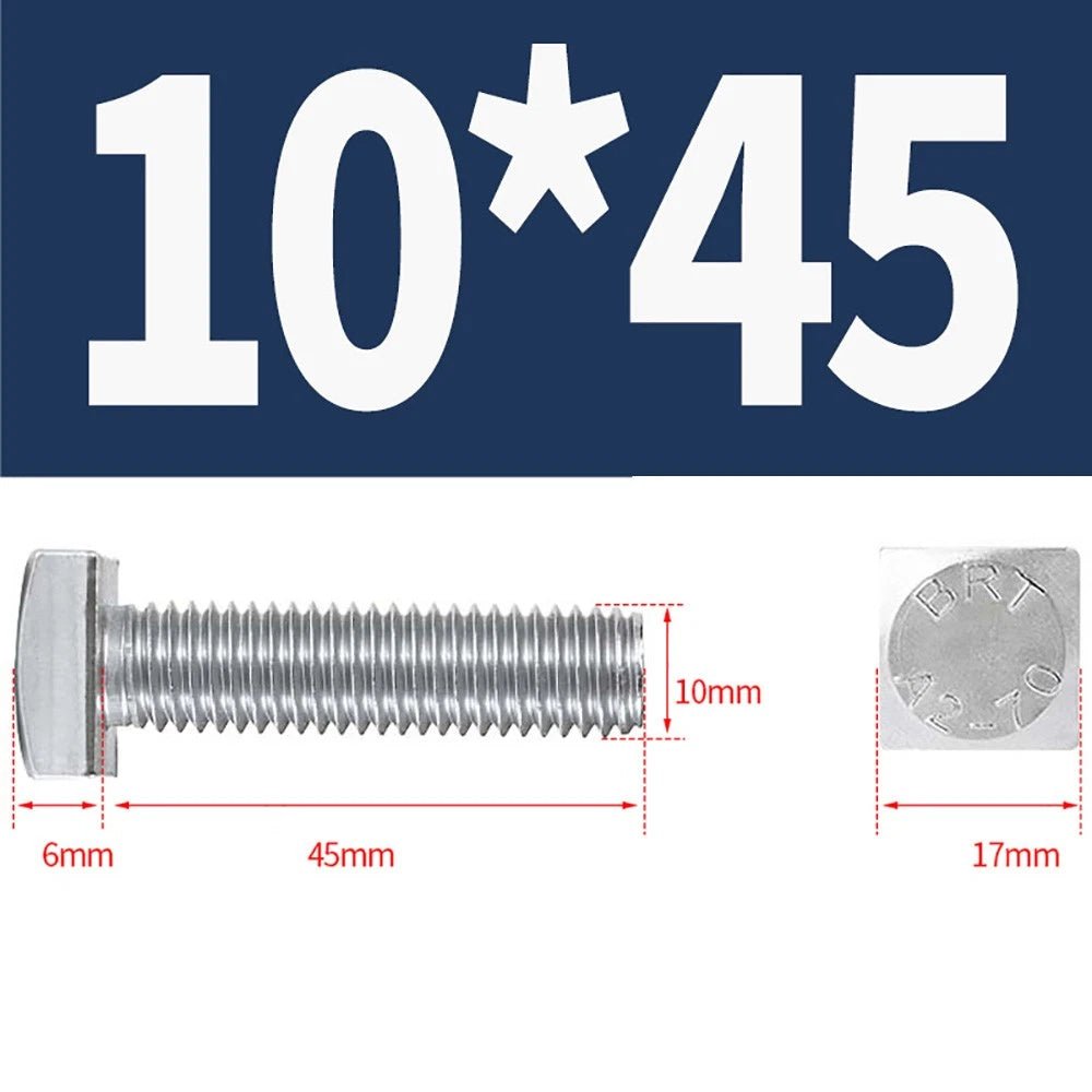 M8 M10 M12 Square Head Bolts Full Threaded 304 Stainless Steel 12–100mm - HomeDIYer