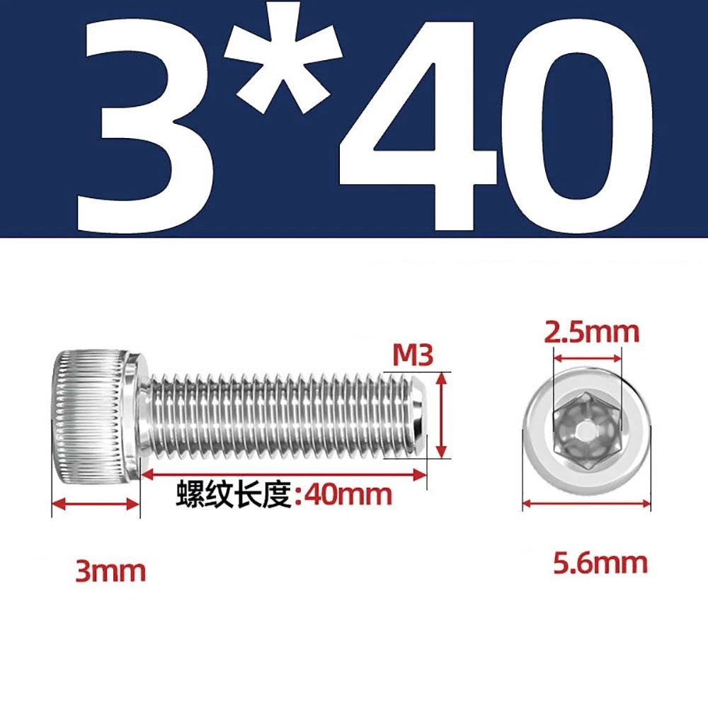 M3 M4 M5 Socket Head Cap Screws – A2 Stainless Steel, High Strength & Corrosion Resistant