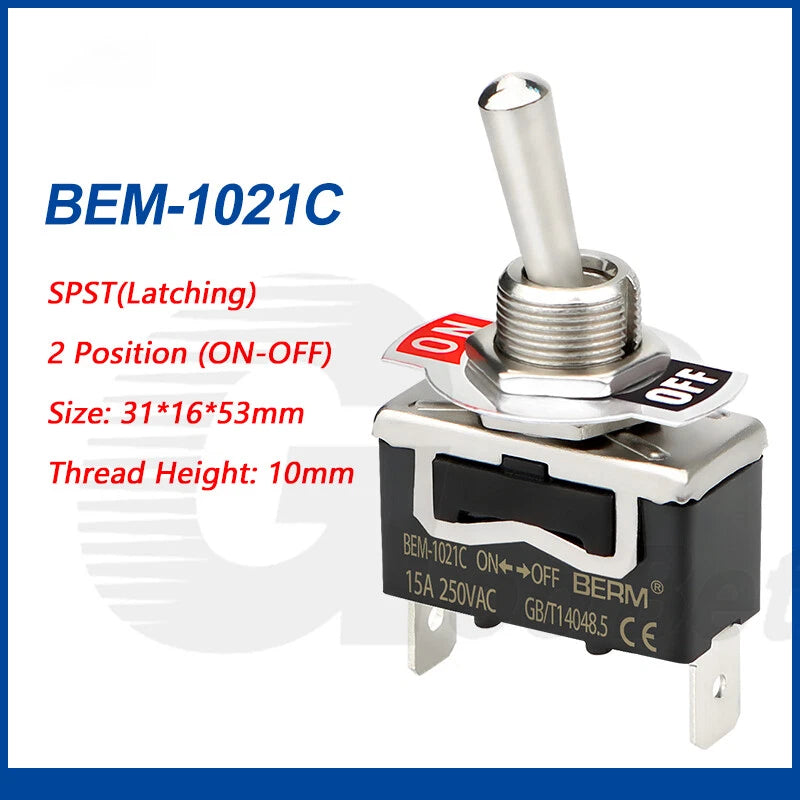 Toggle Switch SPST SPDT DPST DPDT 250V AC 15A — E-TEN & BEM Series with Waterproof Cover