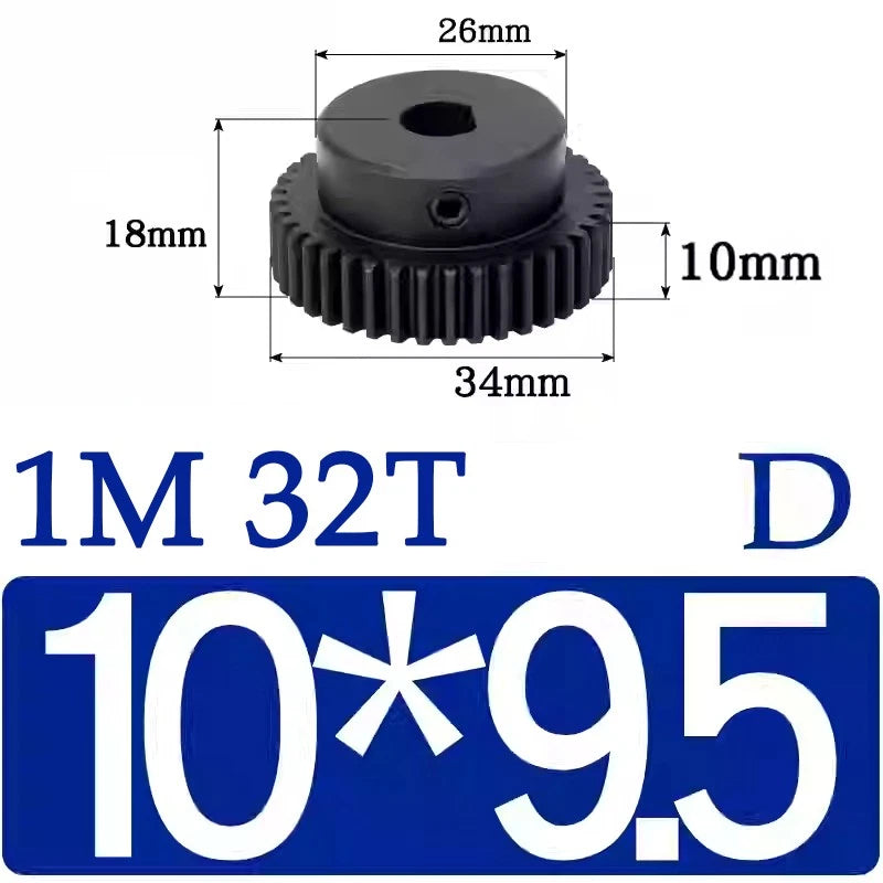 Spur Gears 1 Mod Transmission Gear With Step 45# Steel Pinion Motor Gear 30T~44T