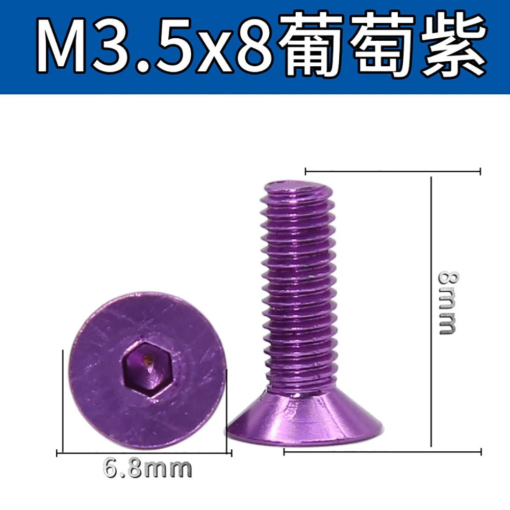 M3.5 / M4 Countersunk Hex Socket Screws — Anodized Aluminum Alloy, 10 Colors