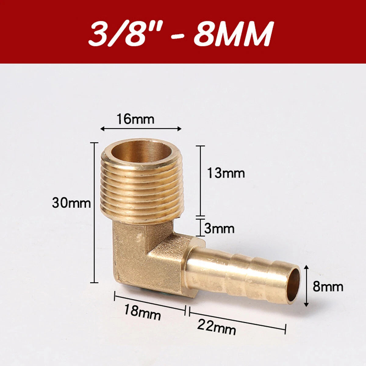 Brass 90° Elbow Barbed Hose Tail Fitting — Male & Female NPT Thread, Air Water