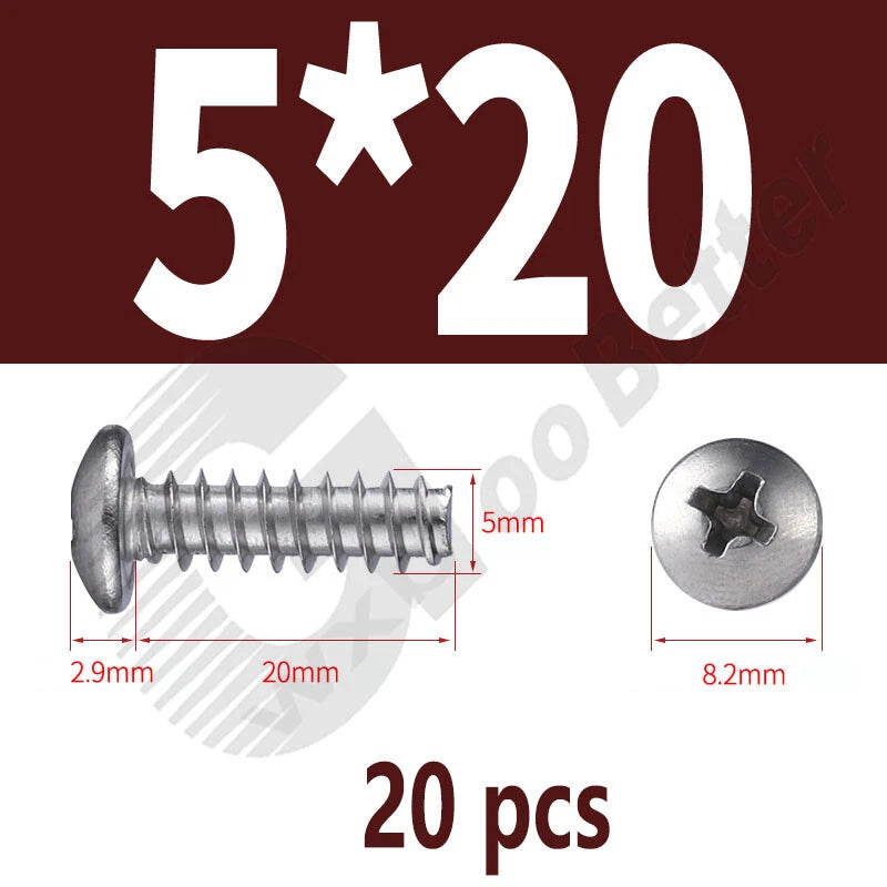 Pan Head Sheet Metal Screws Metric M1~M6 A2 Stainless Steel Sheet Metal Screws