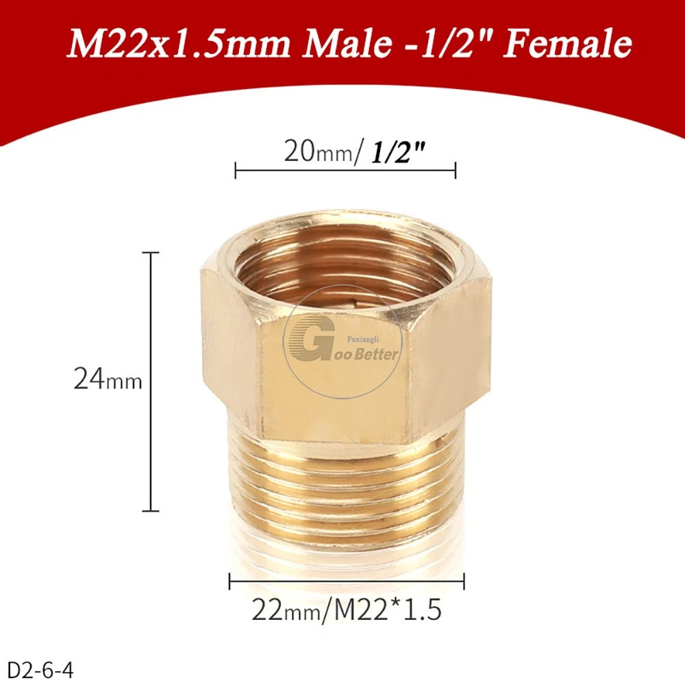 M14x1.5mm M22x1.5mm Brass Fittings — Elbow, Tee, Cross, Y-Piece & Adapter Sprayer Joints