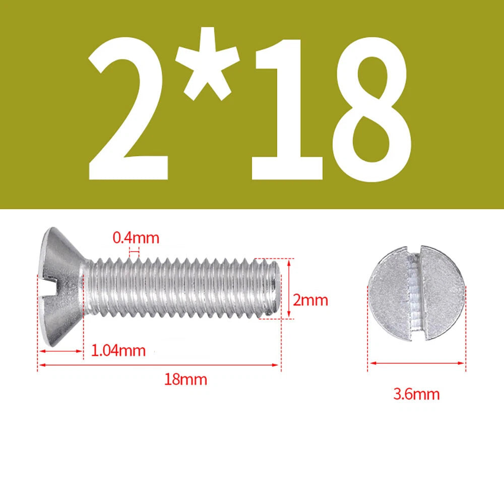 M1.6–M8 A2 Stainless Steel Flat Head Slotted Machine Screws | Countersunk Bolts