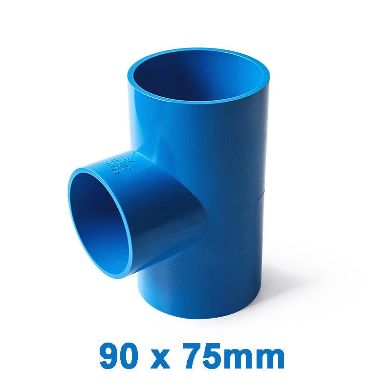 PVC Reducing Tee Pipe & Fittings Solvent Weld Pressure Adapter Connector Blue