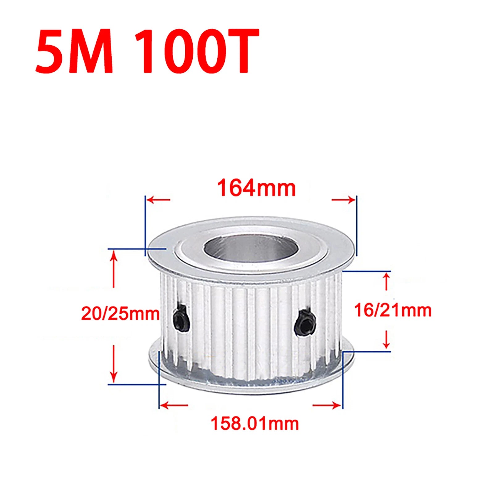 5M Timing Belt Pulley Drive Pulley Through Hole 10T -100 Tooth 21mm Width For 3D