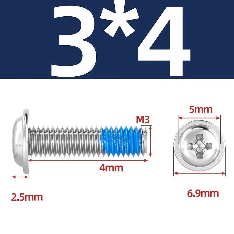 A2 Stainless Steel Phillips Flanged Button Head Machine Screws — M2 to M6, Built - In Washer Face - HomeDIYer