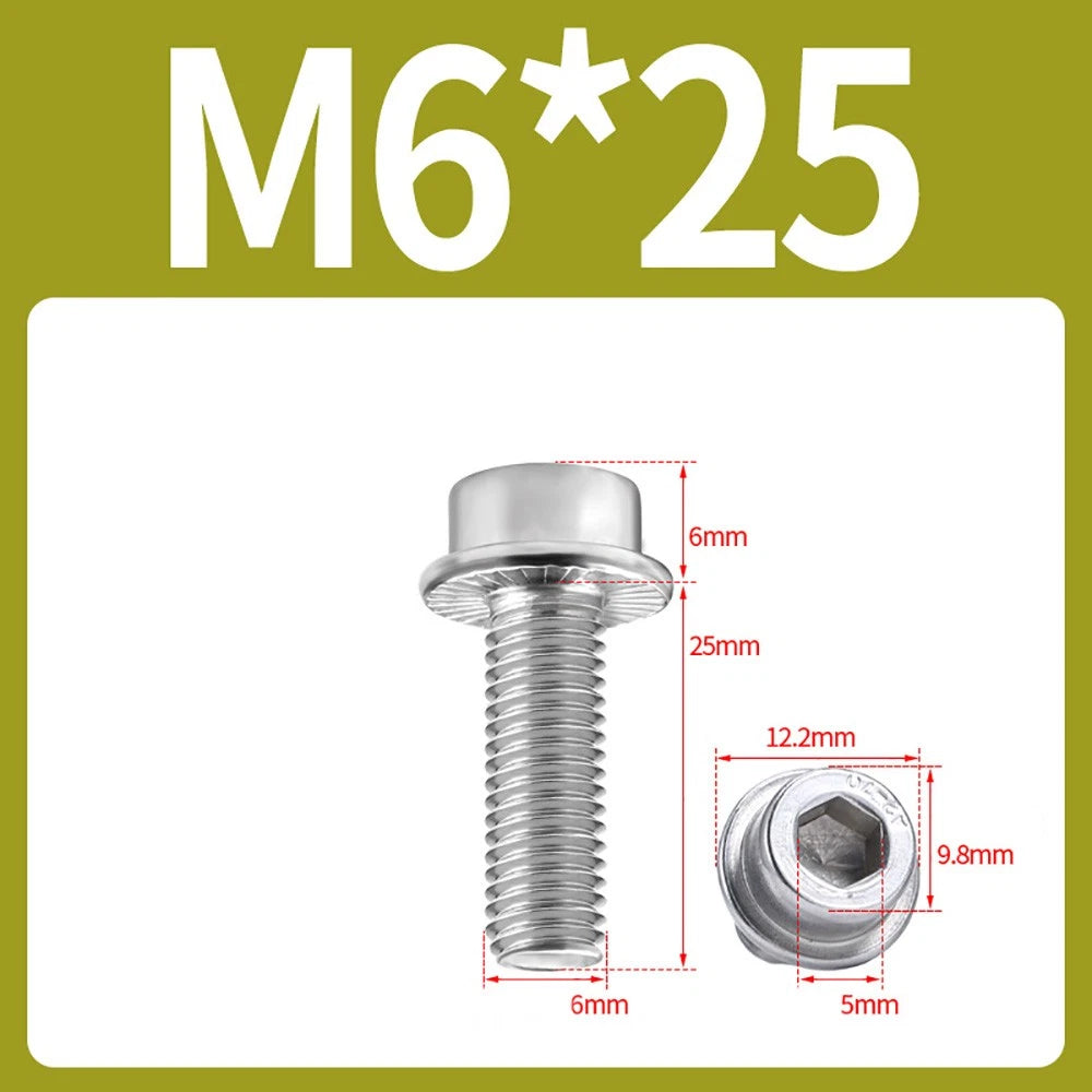 M5–M12 Flange Cap Head Hex Socket Screws – 304 Stainless Steel, Fully Threaded (8–60mm)
