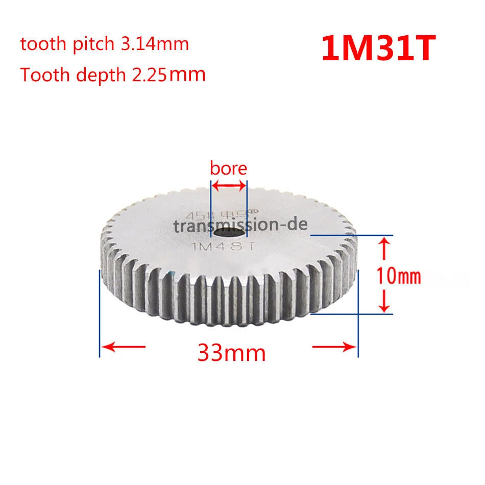 1 Mod 45# Steel Spur Gears Pinion Gear Thickness 10mm 12-160 Teeth For 3D CNC