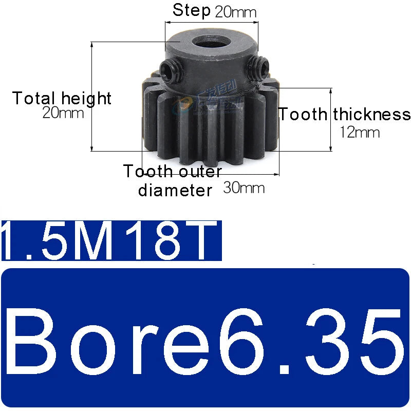 1.5Mod 45# Steel Spur Gears 10-150T Pinion Gear With Step Motor Gear Bore 5-25mm
