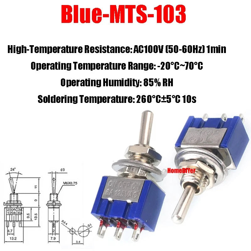 Mini Toggle Switch – MTS / SMTS / E-TEN / PS-102 / DS438 Series, 2 3 6-Pin Rocker Switches