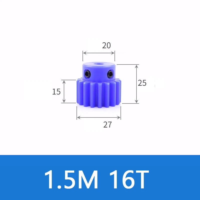 Blue Nylon Spur Gears 1/1.5/2/3Mod Transmission Gear 12-60T With Step Motor Gear