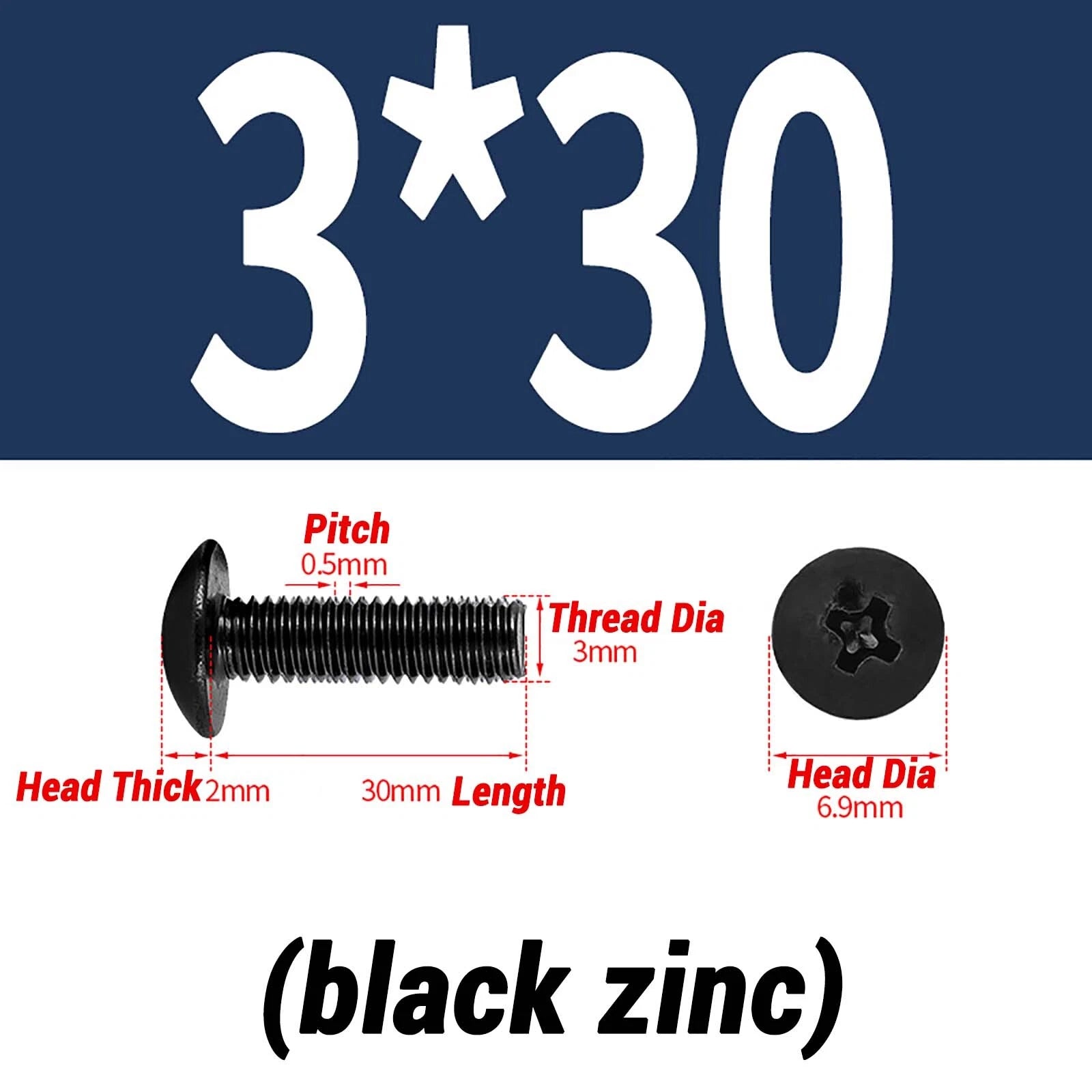 M2–M6 Pan Head Self‑Tapping Sheet Metal Screws – Black Oxide Carbon Steel