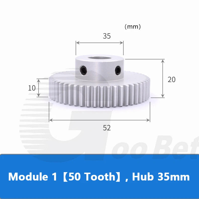 Spur Gear Module 1 Aluminium 12-60 Tooth with Hub Pinion Motor Gear Bore 4-16mm