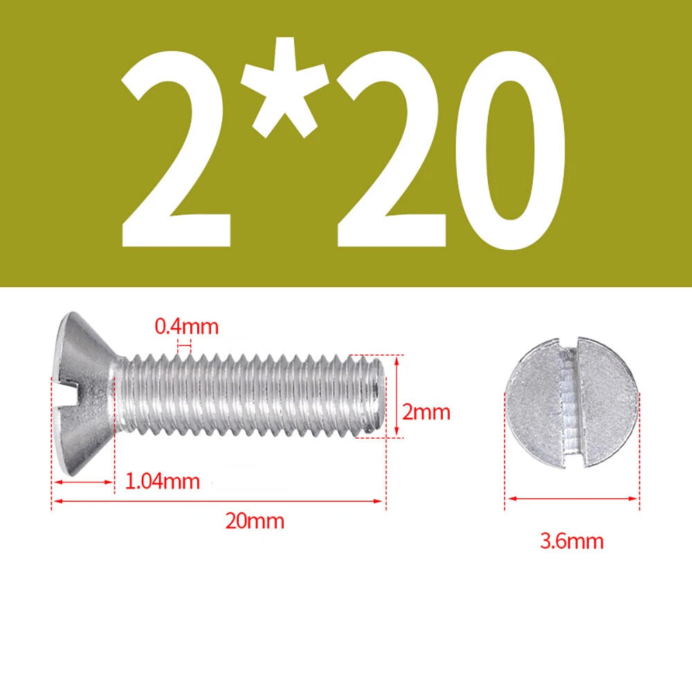 M1.6–M8 A2 Stainless Steel Flat Head Slotted Machine Screws | Countersunk Bolts