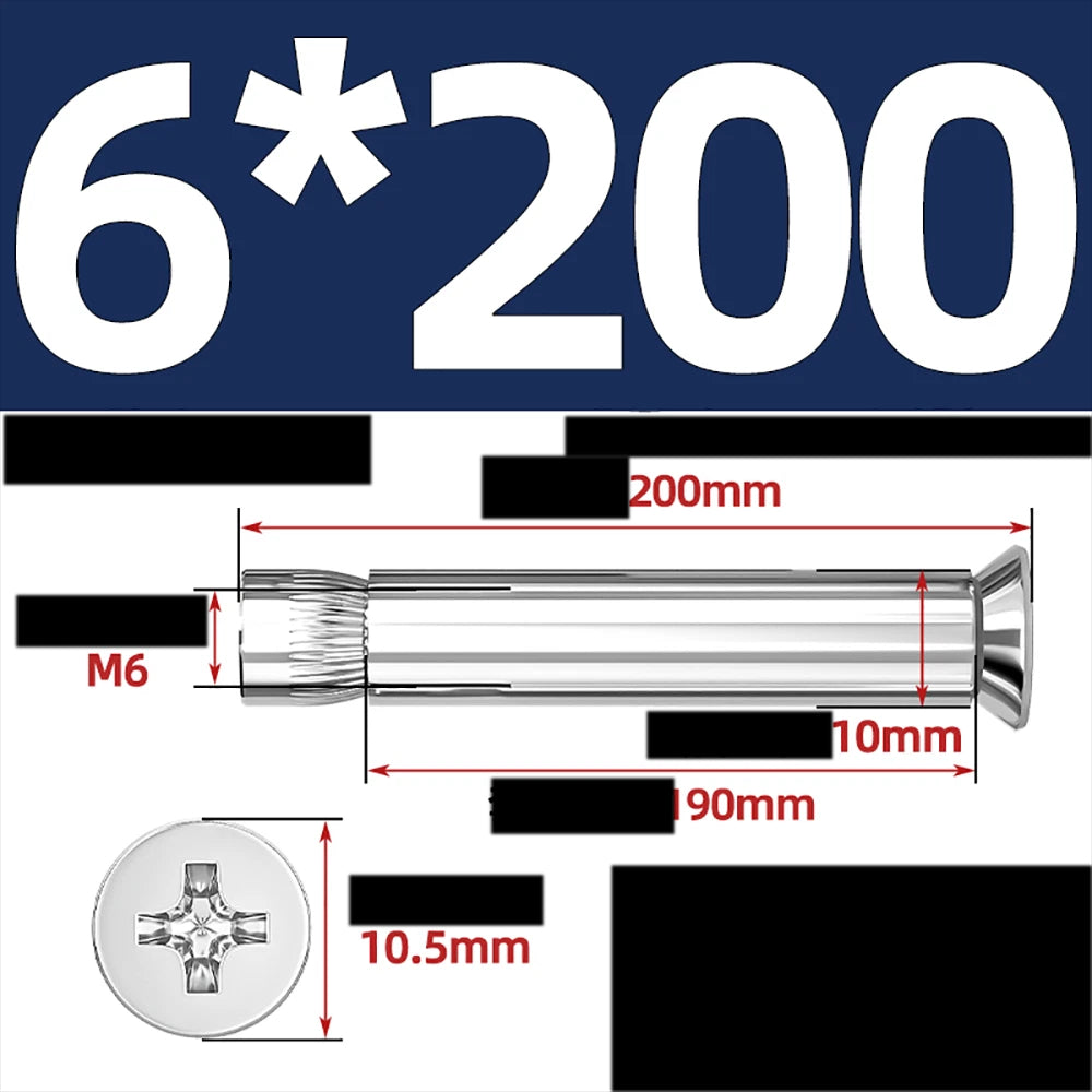 Sleeve Anchor Countersunk Phillips Expansion Bolts M6–M12 | 304/201 SS & Zinc